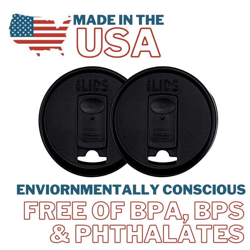 iLIDS Mason Jar Drink Lid, Regular Mouth, USA Made, Black, Pack of 2 - Image 2